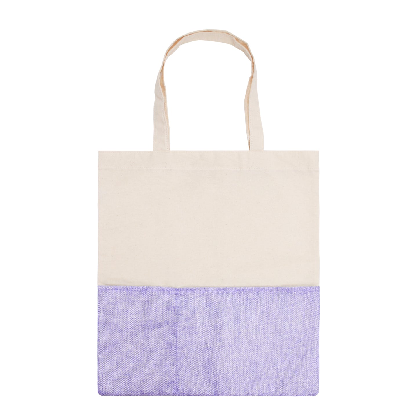 Two-Tone Cotton/ Burlap Tote with Pocket