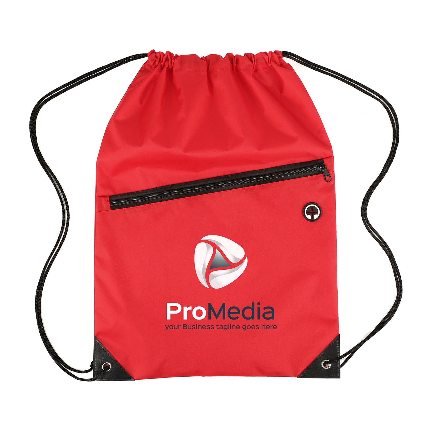 Nylon Drawstring Backpack With Zipper Pocket