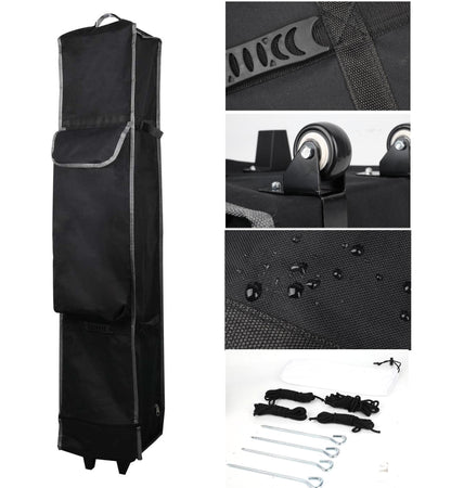 10'X10' Deluxe White Steel Frame, Dye Sub Canopy, Two 11' Feather Flag & 6' Custom Table Throw