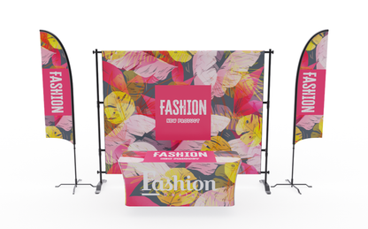 10ft Display Kit With Backdrop, Feather Flags & Table Cover