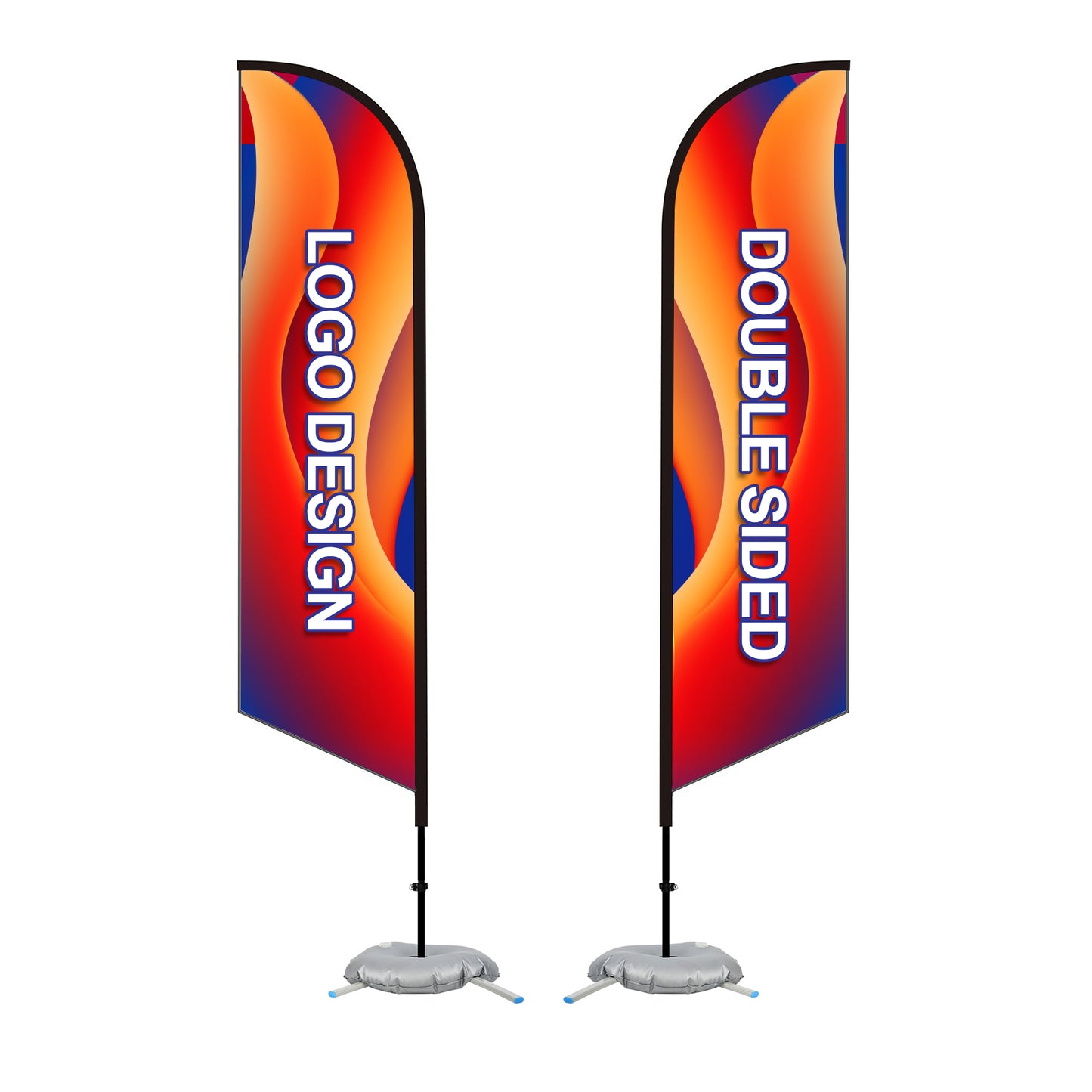 11' Custom Feather Flag Kit-Double Sided W/ Cross Base