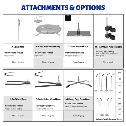 11' Custom Feather Flag Kit - Double Sided W/Spike Base