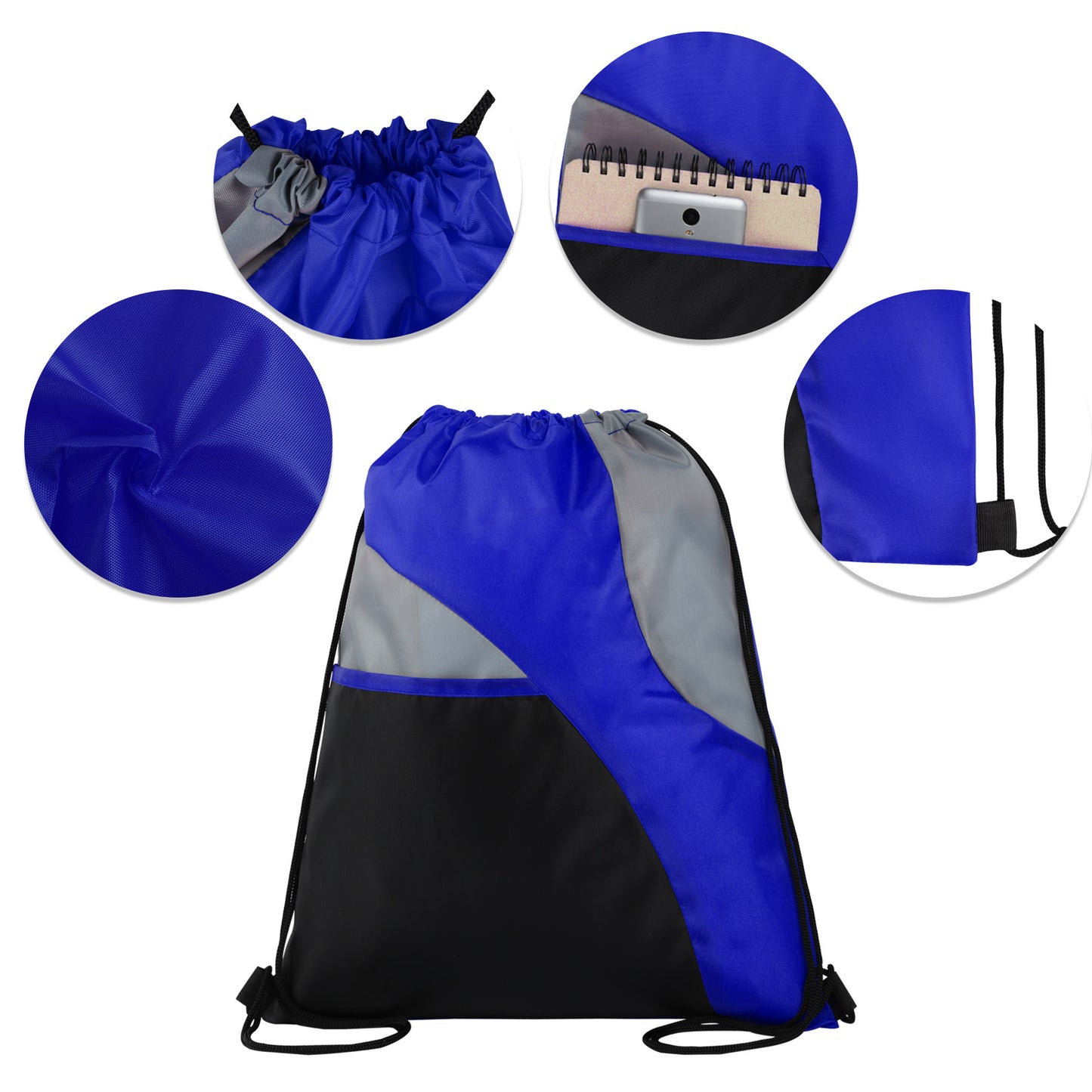 Tri-Color Drawstring Backpack