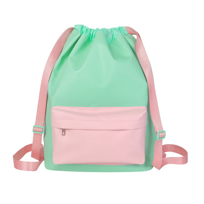 Functional Leather Drawstring Backpack