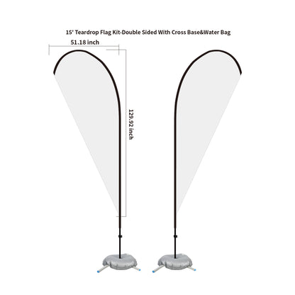 15' Teardrop Flag Kit-Double Sided With Optional Base