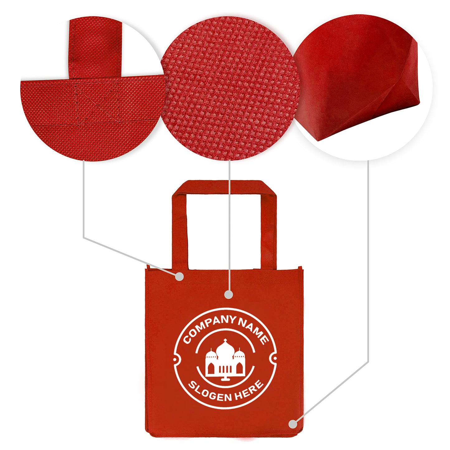 Non-woven Grocery Tote Bags（12'' x 13'' x 8'')