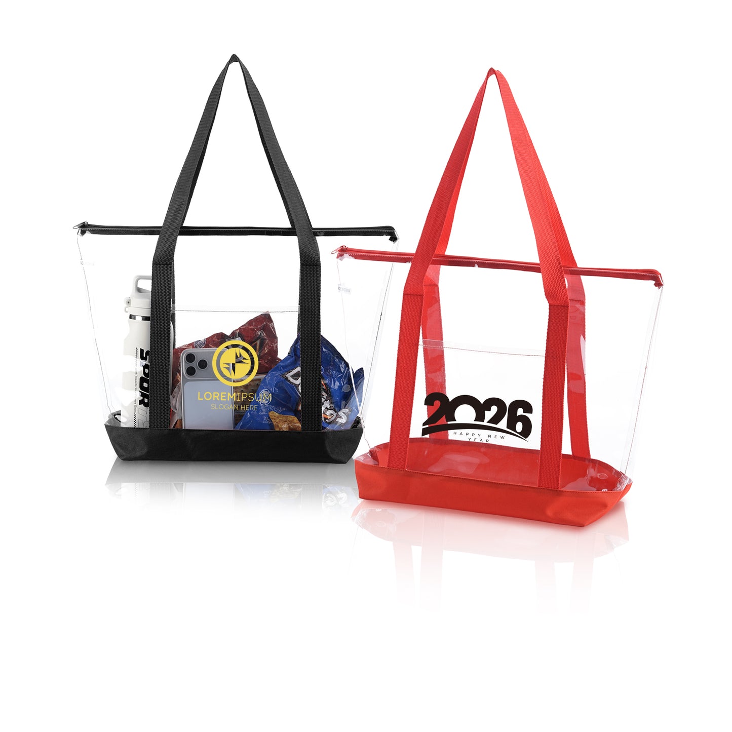 Clear Zippered Tote Bag With Pocket