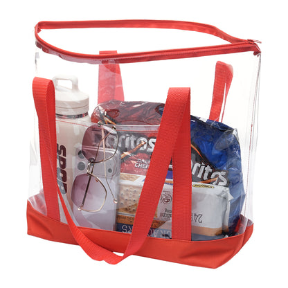 Clear Zippered Tote Bag With Pocket