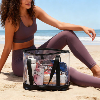 Clear Zippered Tote Bag With Pocket