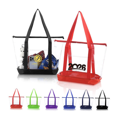 Clear Zippered Tote Bag With Pocket