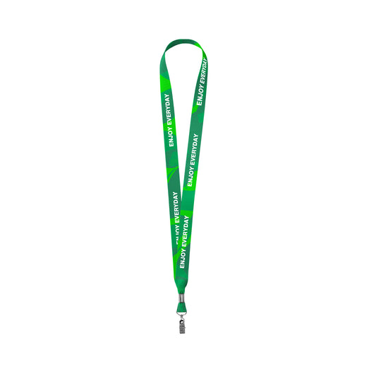 3/4" Full Color Dye Sublimated Lanyard W/ Metal Crimp And Bulldog Clip