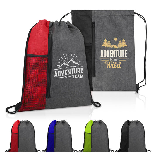 Vertical Drawstring Backpack With Mesh Pocket