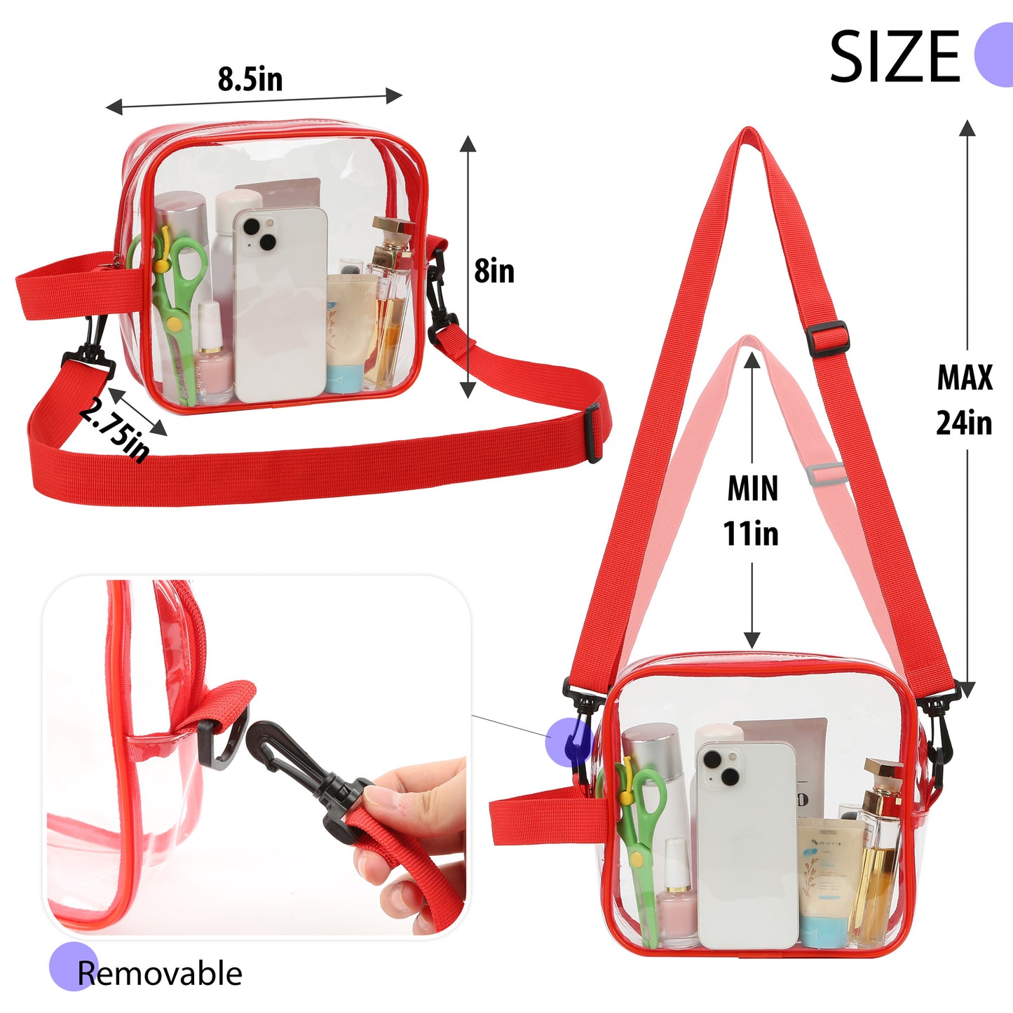 Clear PVC Crossbody Sports Pack
