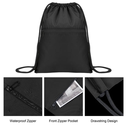 Waterproof Drawstring Gym Bag With Front Pocket