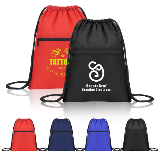 Waterproof Drawstring Gym Bag With Front Pocket