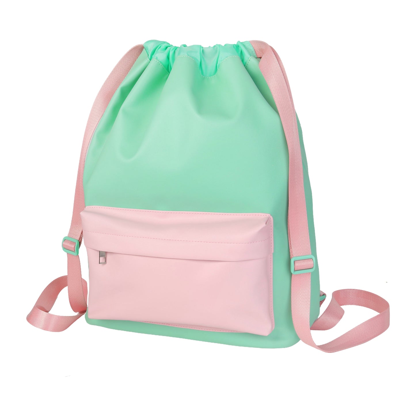Functional Leather Drawstring Backpack
