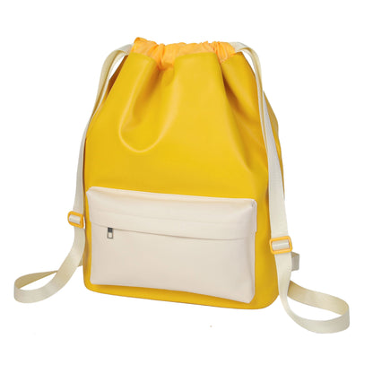 Functional Leather Drawstring Backpack