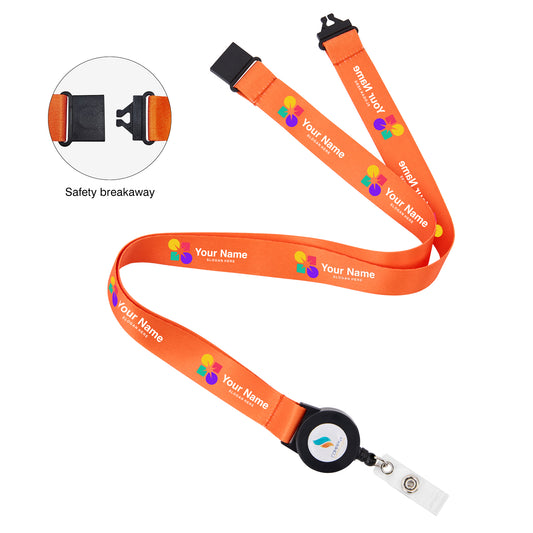 3/4" Dye-Sublimated Lanyard W/Retractable Badge Reel Combo & Safety Breakaway