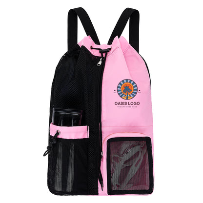 Mesh Drawstring Swim Bag With Wet Pocket