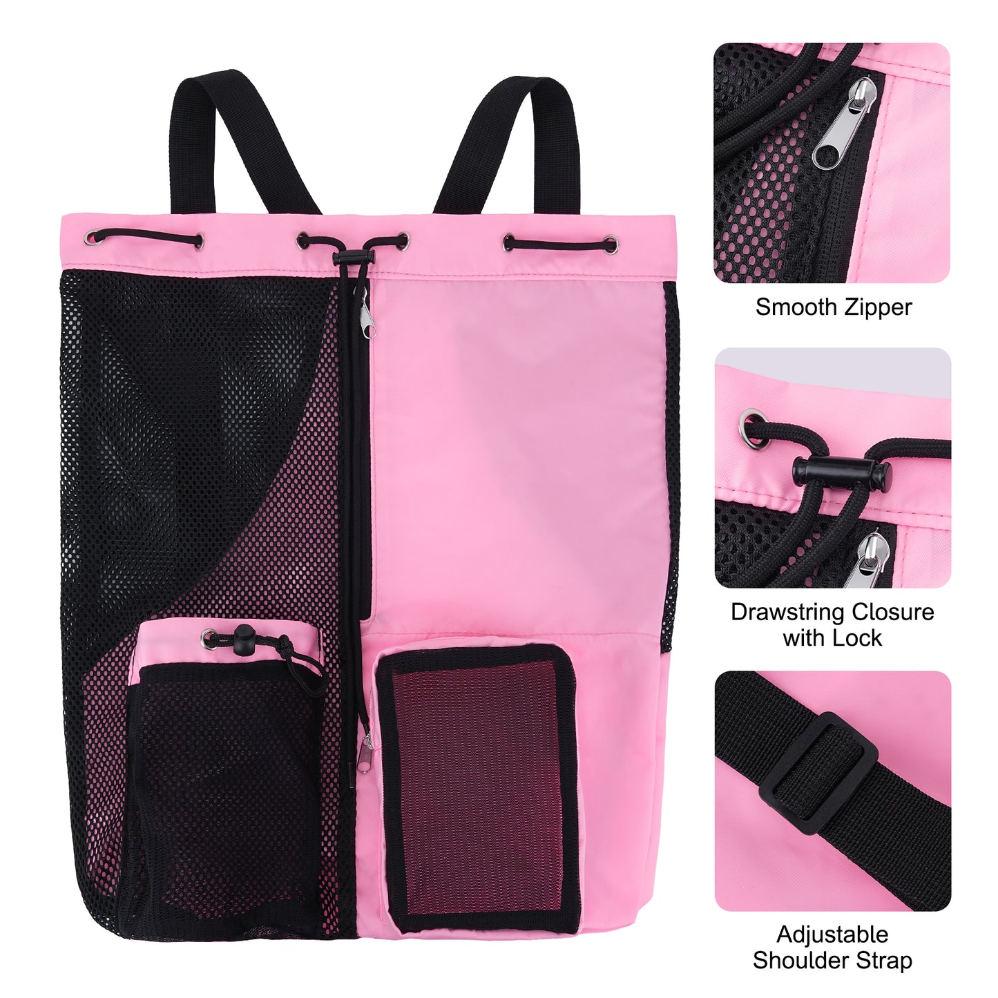 Mesh Drawstring Swim Bag With Wet Pocket
