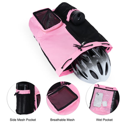 Mesh Drawstring Swim Bag With Wet Pocket