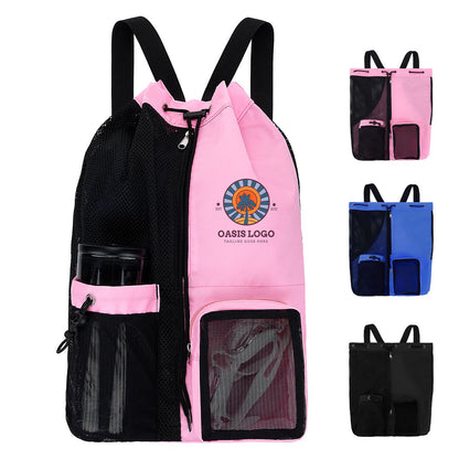 Mesh Drawstring Swim Bag With Wet Pocket