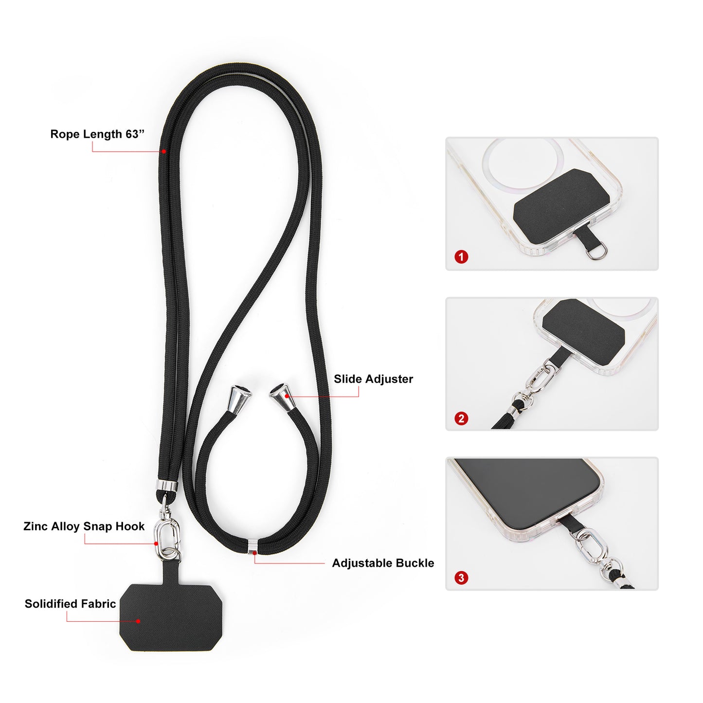 Traveler Adjustable Phone Lanyard With Printed Durable Phone Tether Tab