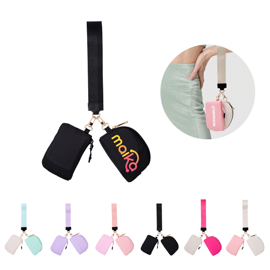 Dual Pouch Wristlet Keychain Lanyard
