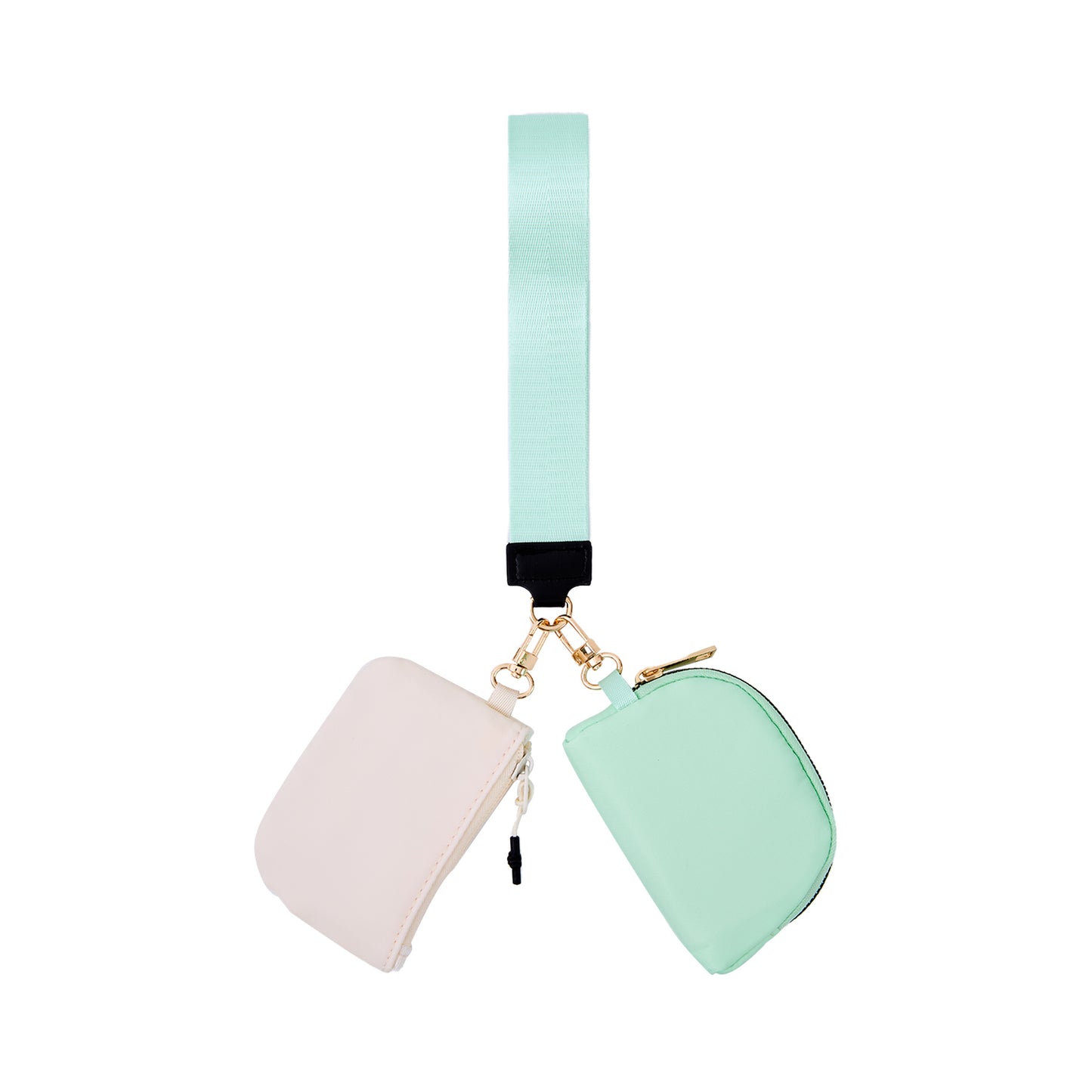 Dual Pouch Wristlet Keychain Lanyard