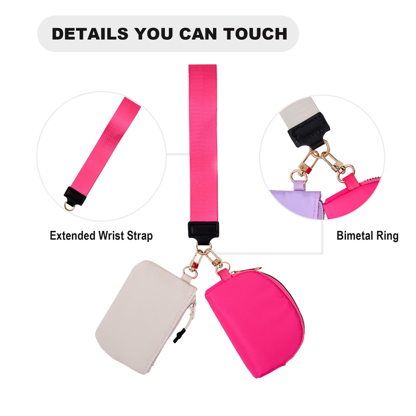 Dual Pouch Wristlet Keychain Lanyard