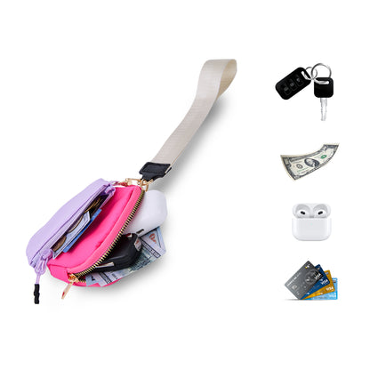 Dual Pouch Wristlet Keychain Lanyard