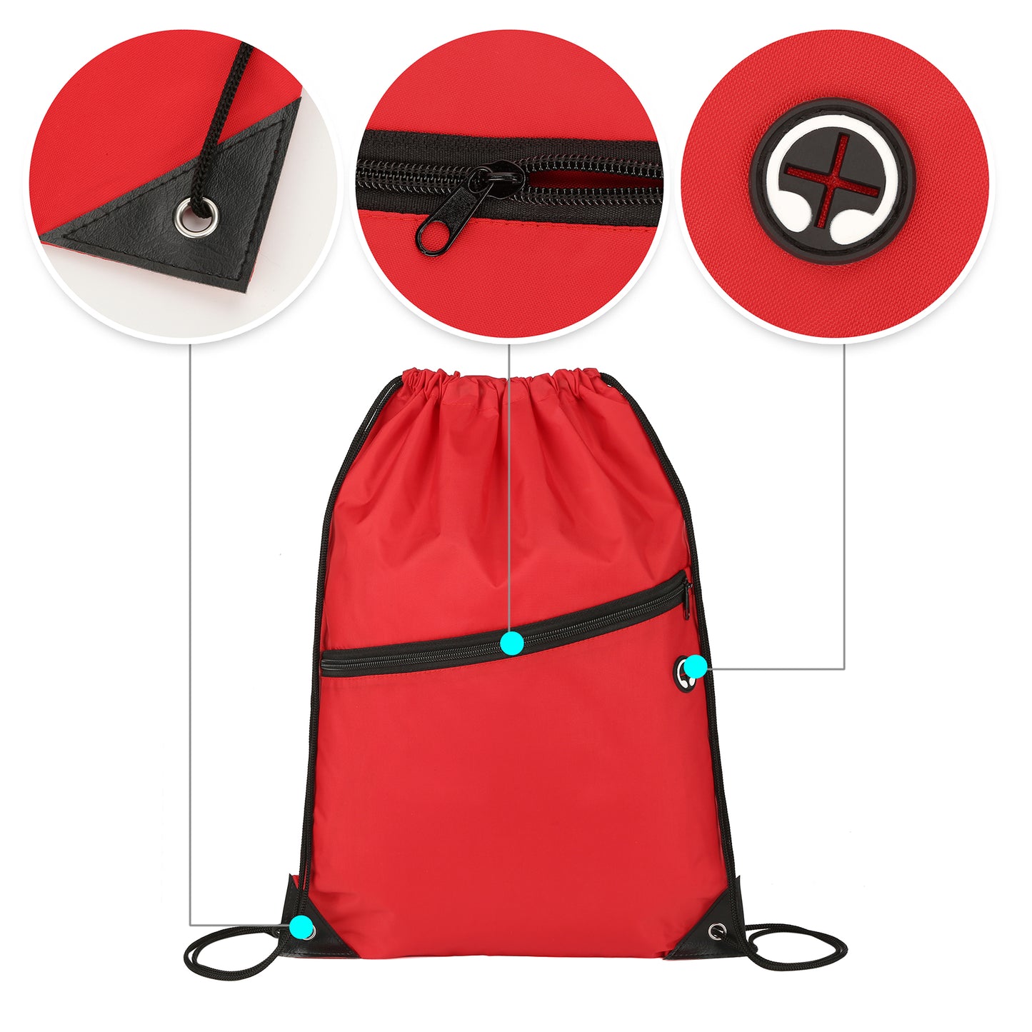 Nylon Drawstring Backpack With Zipper Pocket