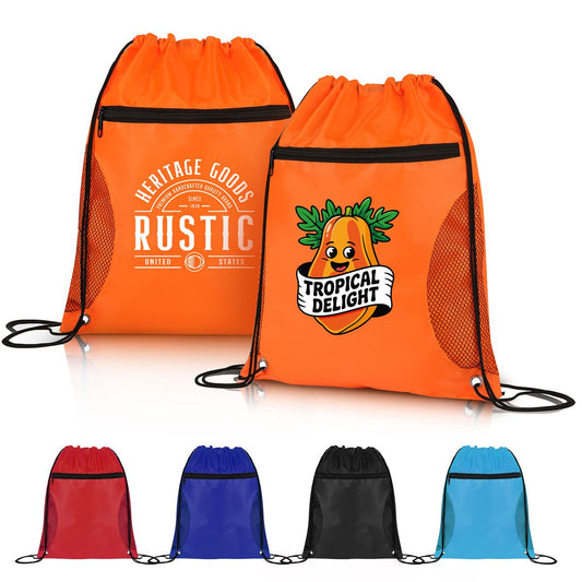 Drawstring Sports Bag With Mesh Pockets