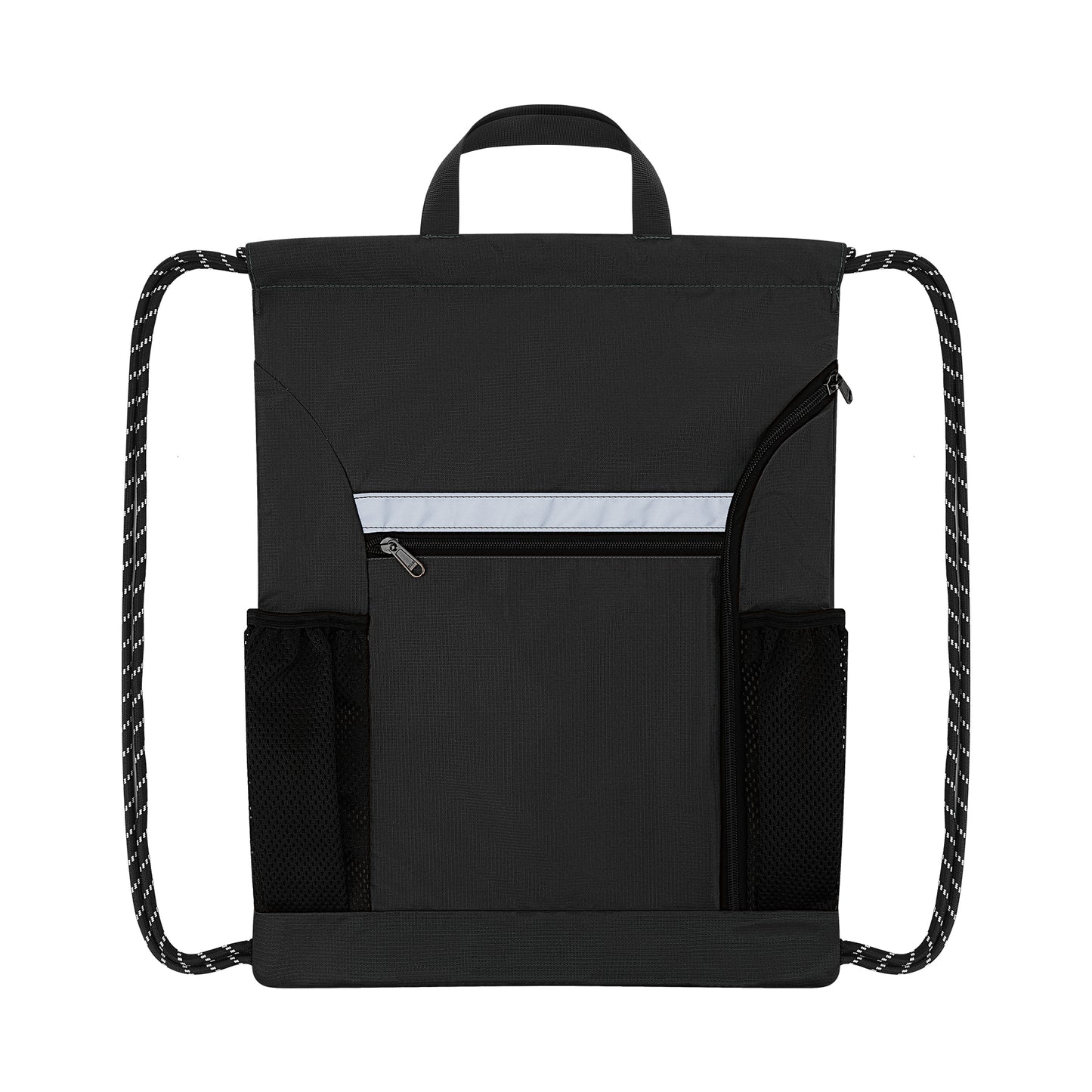 Reflective Drawstring Sports Backpack With Shoe Compartment