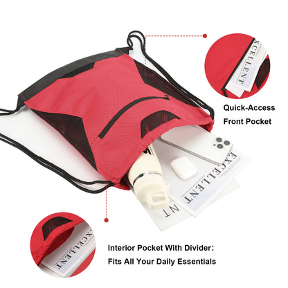 Unisex Drawstring Sport Sack With Zipper Pocket