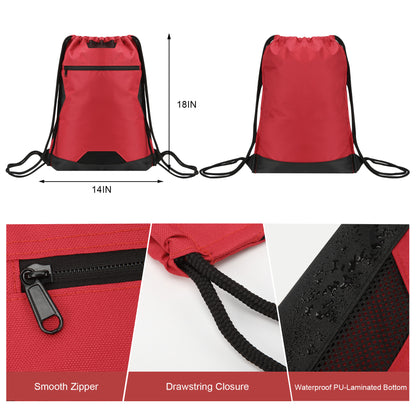 Unisex Drawstring Sport Sack With Zipper Pocket