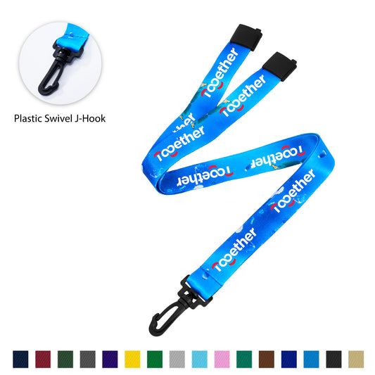3/4" Dye Sublimated Lanyard With Safety Breakaway & Plastic J-Hook