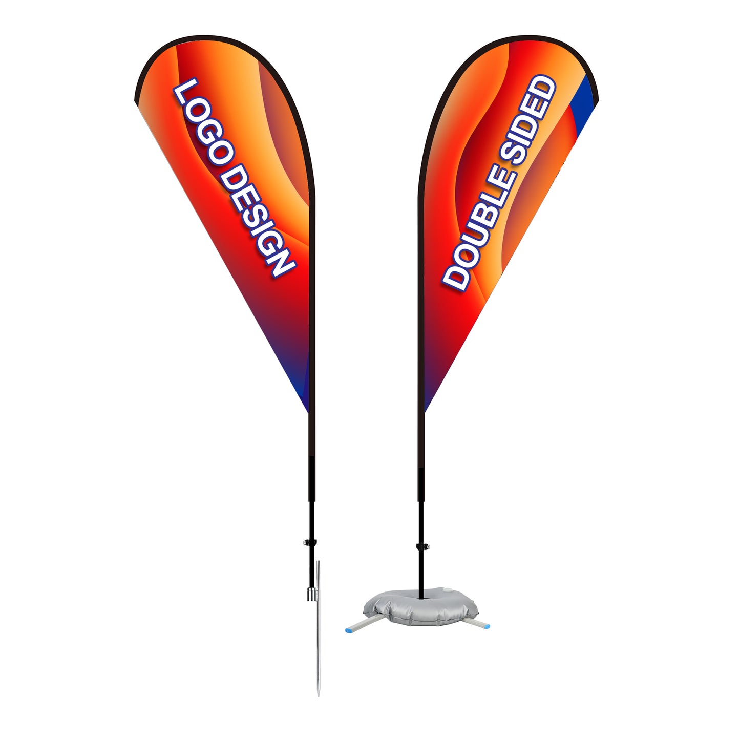 7' Teardrop Flag Kit-Double Sided With Optional Base