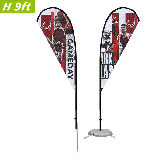 9' Teardrop Flag Kit-Double Sided With Optional Base