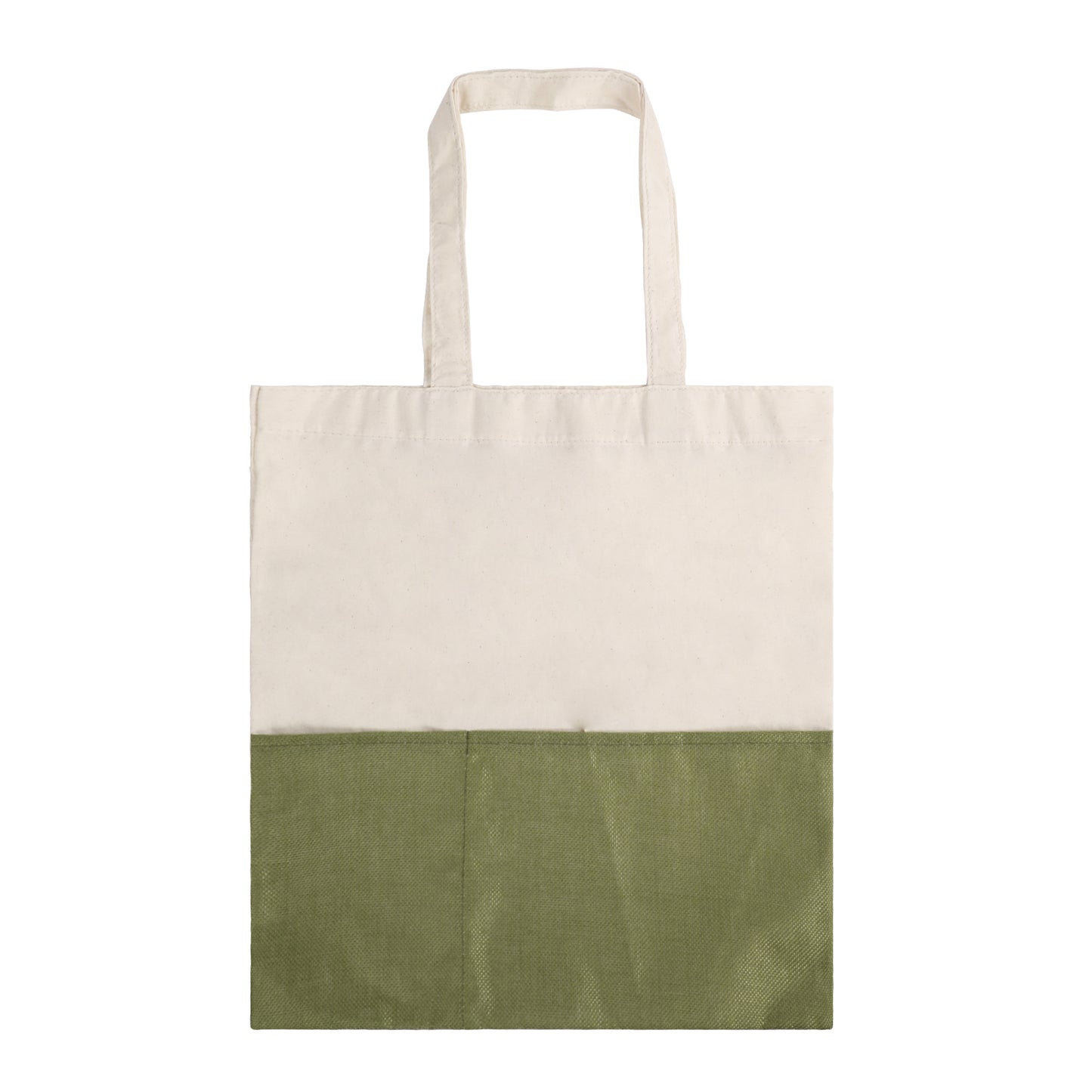 Two-Tone Cotton/ Burlap Tote with Pocket