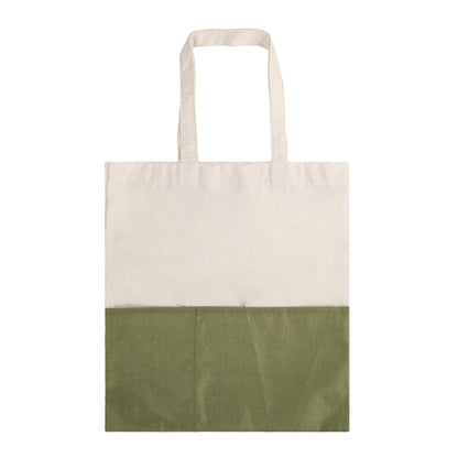 Two-Tone Cotton/ Burlap Tote with Pocket