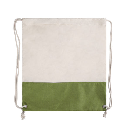 Two-Tone Cotton/ Burlap Drawstring Bag