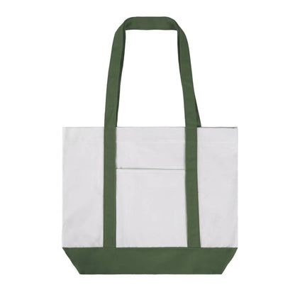 12 Oz Cotton Boat Tote Bag Front Pocket W/ Gusset