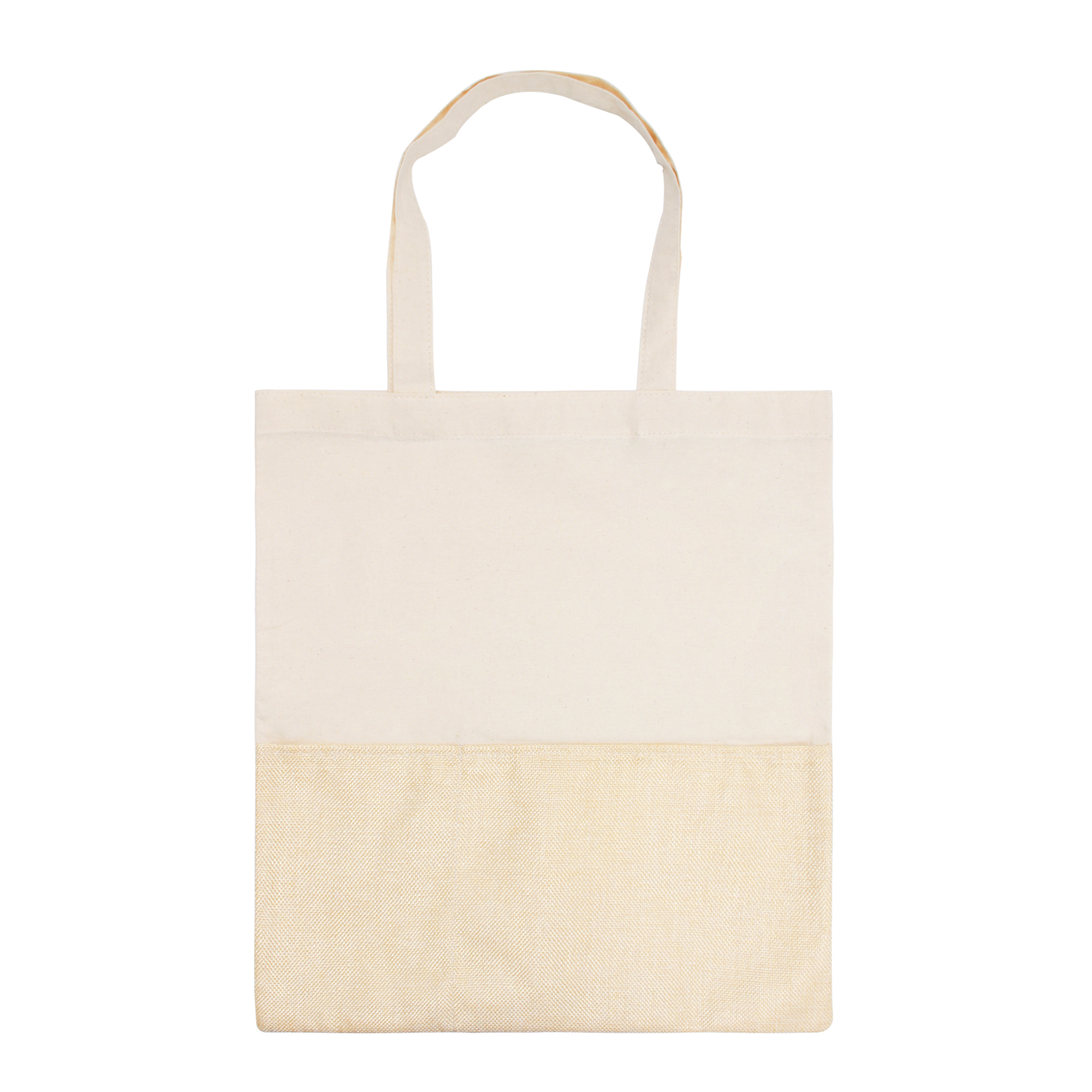 Two-Tone Cotton/ Burlap Tote with Pocket