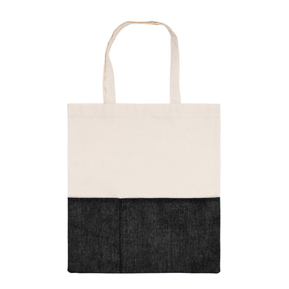 Two-Tone Cotton/ Burlap Tote with Pocket