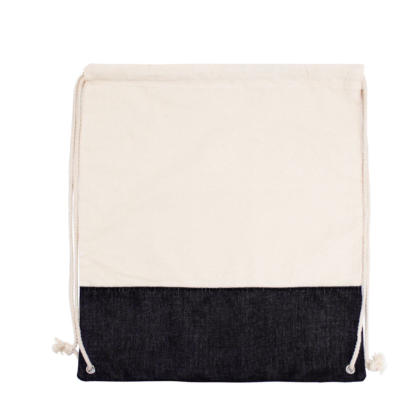 Two-Tone Cotton/ Burlap Drawstring Bag