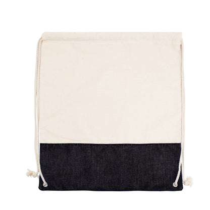 Two-Tone Cotton/ Burlap Drawstring Bag