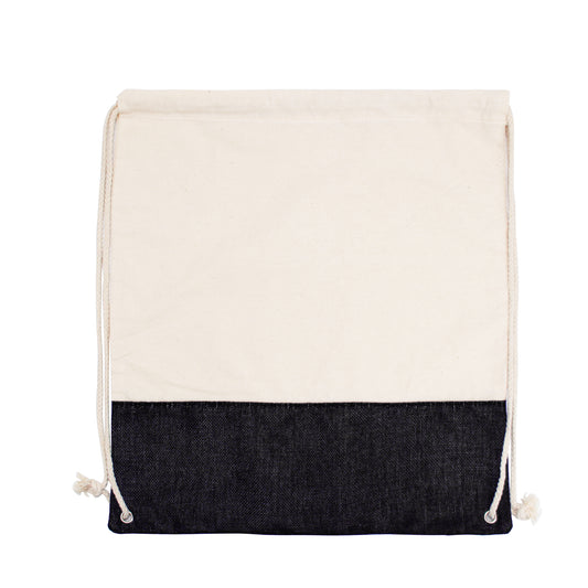 Two-Tone Cotton/ Burlap Drawstring Bag