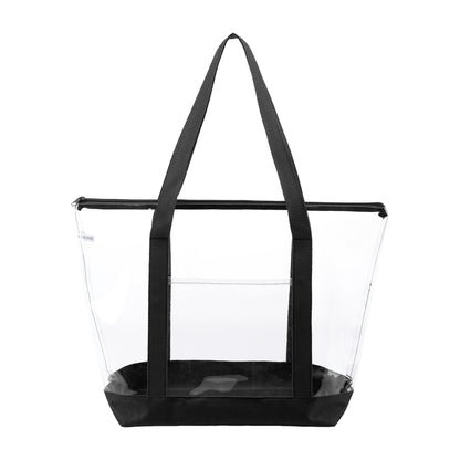 Clear Zippered Tote Bag With Pocket