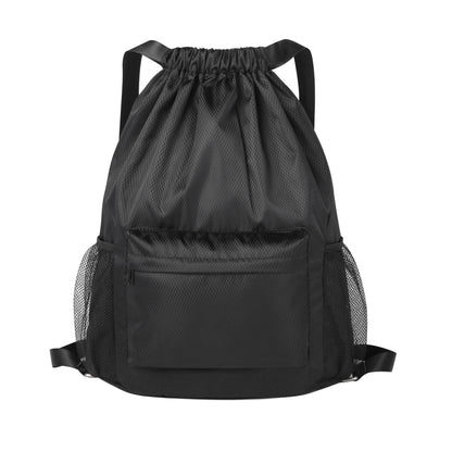 Waterproof Drawstring Backpack With Mesh Pockets